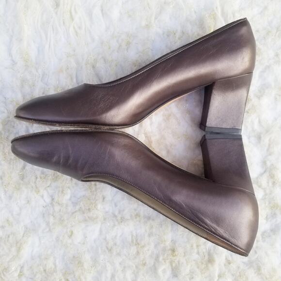 Ferragamo Pump Size 6 Brown Leather Heels Classic Vintage Italian Shoes VTG 80s - Picture 14 of 14